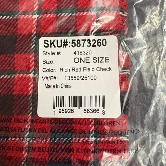 Lands' End "CashTouch" Winter Scarf in "Rich Red Plaid" - NWT - Picture 9 of 13